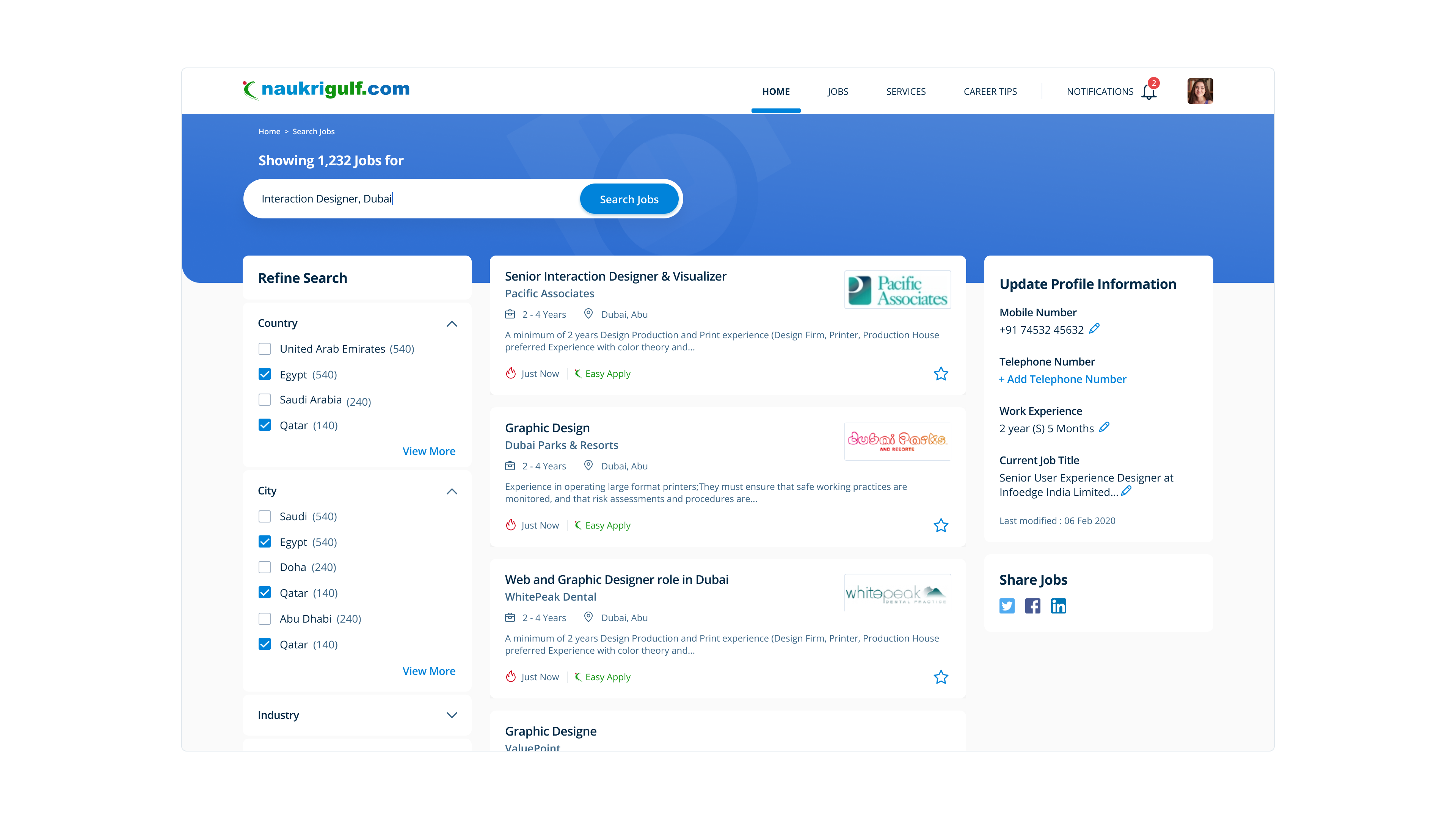 Naukrigulf search results page
