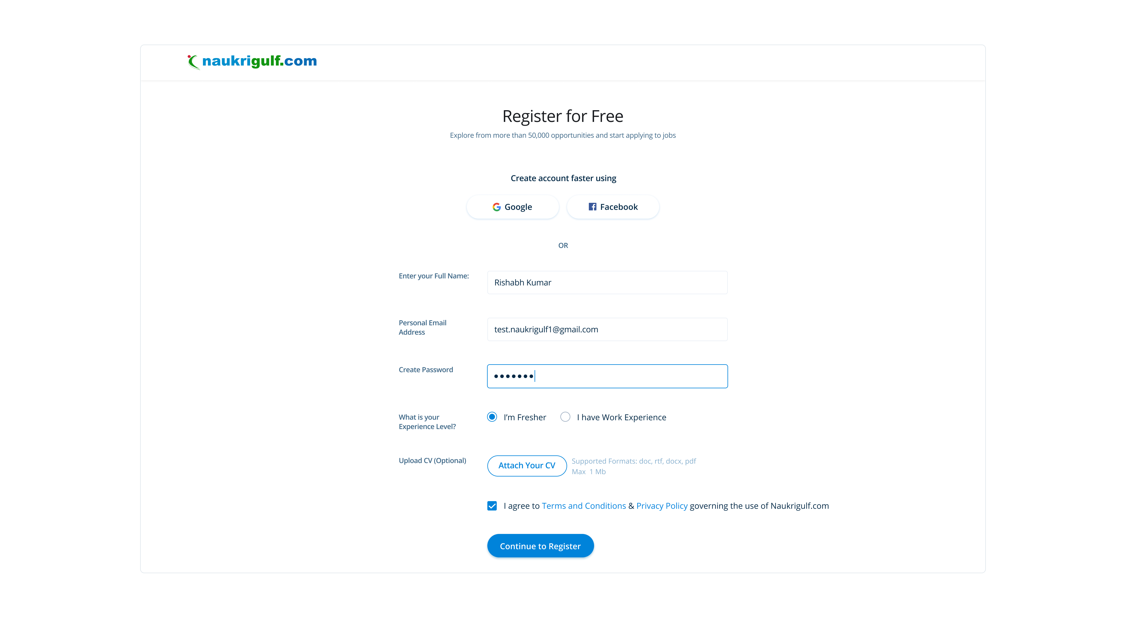 Naukrigulf home — active user with recommendations