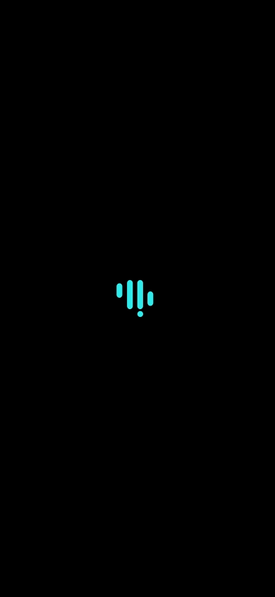 Launch screen animation: the Synaptic mark drawing itself in cyan on black